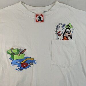 Disney Mickey Inc. Men L/XL Embroidered Goofy Plumber Toolbox Shirt TShirt Short
